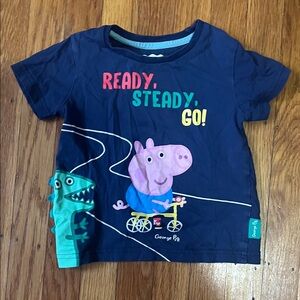 George Navy T-Shirt with Dinosaur and Pig Design